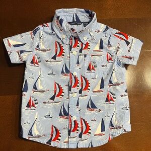 Janie and Jack Collared Sailboat Shirt